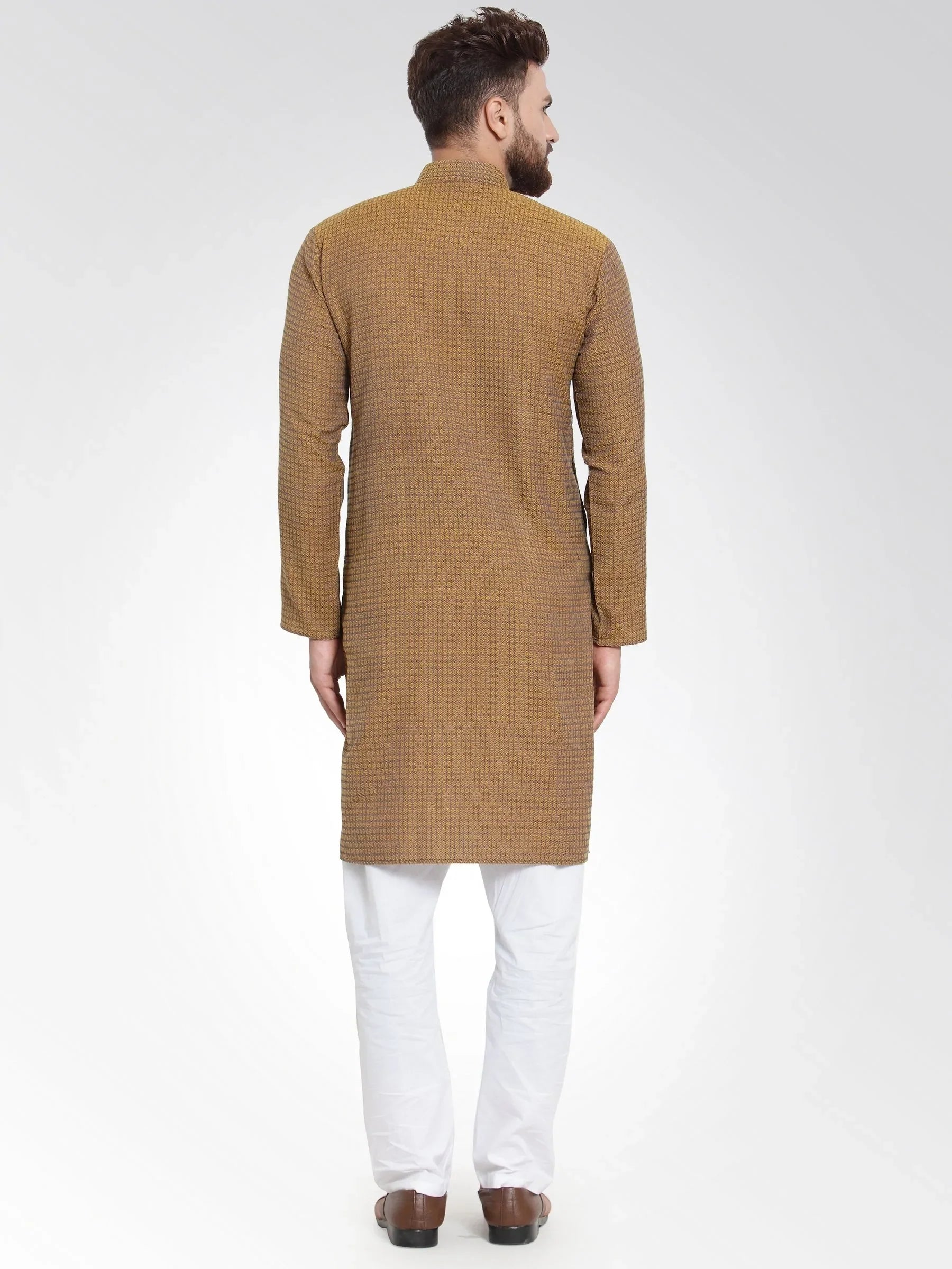 Jompers Men's Yellow Self Design Kurta with Pajama - Distacart