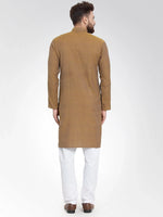 Thumbnail for Jompers Men's Yellow Self Design Kurta with Pajama - Distacart