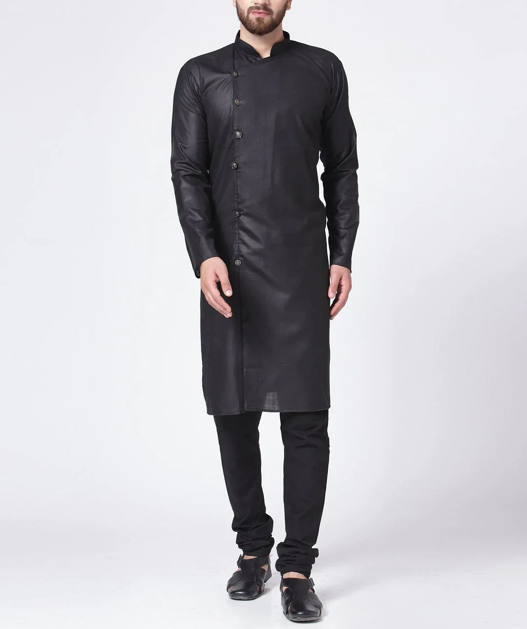 Jompers Men's Black Solid Kurta with Churidar - Distacart