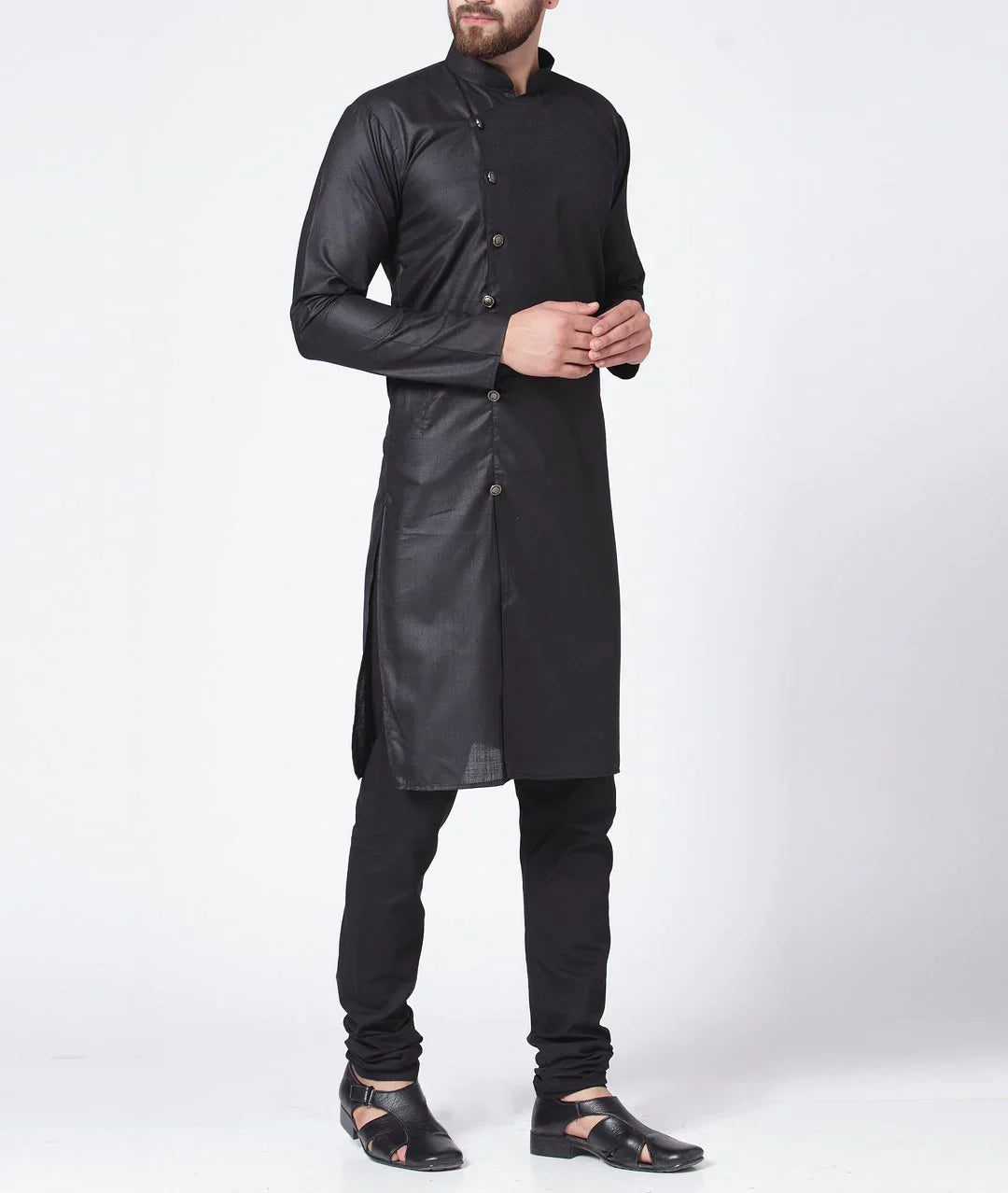 Jompers Men's Black Solid Kurta with Churidar - Distacart