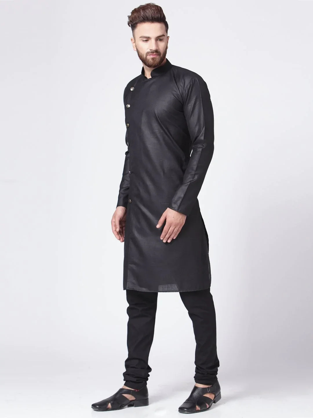 Jompers Men's Black Solid Kurta with Churidar - Distacart