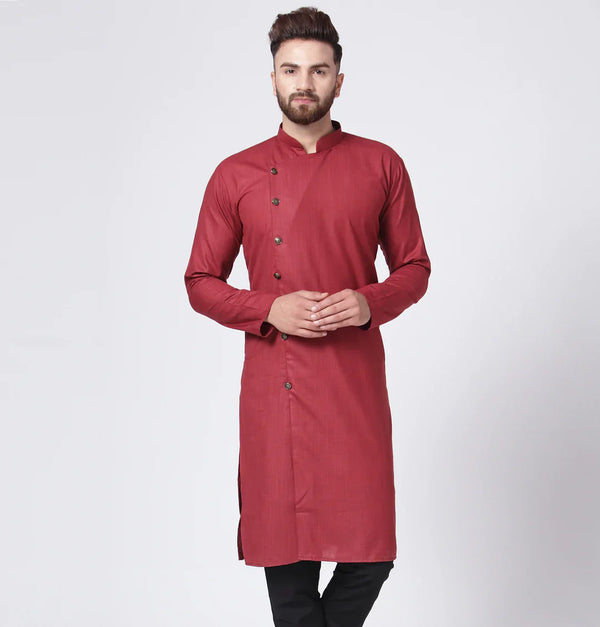 Jompers Men's Maroon Solid Kurta Only - Distacart