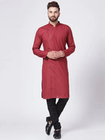 Thumbnail for Jompers Men's Maroon Solid Kurta with Churidar - Distacart