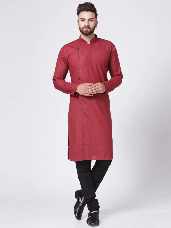 Jompers Men's Maroon Solid Kurta with Churidar - Distacart