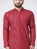 Thumbnail for Jompers Men's Maroon Solid Kurta with Churidar - Distacart