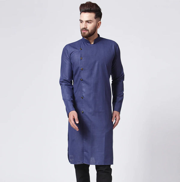 Jompers Men's Navy-Blue Solid Kurta Only - Distacart