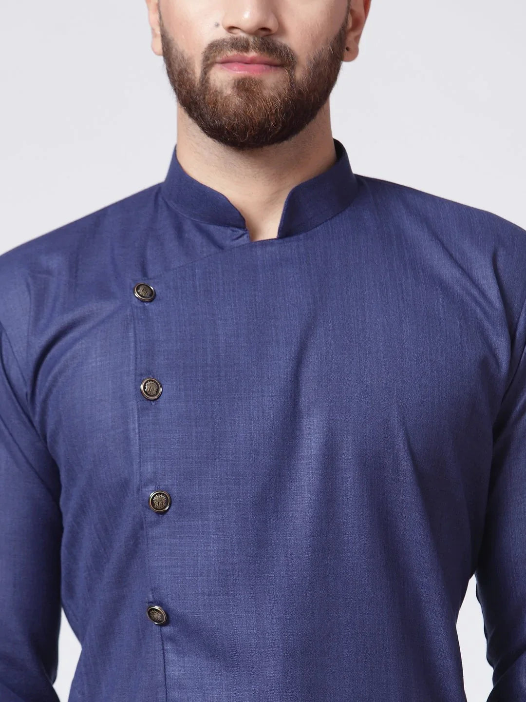 Jompers Men's Navy-Blue Solid Kurta with Churidar - Distacart