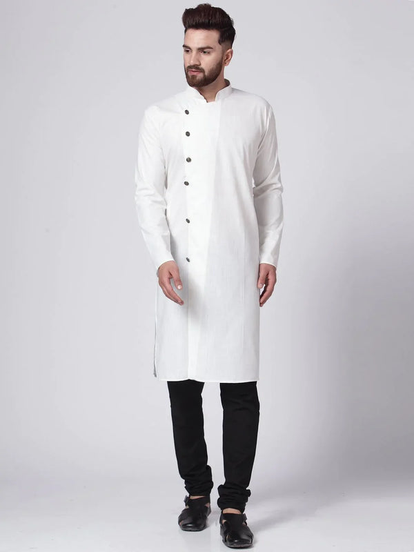 Jompers Men's White Solid Kurta with Churidar - Distacart