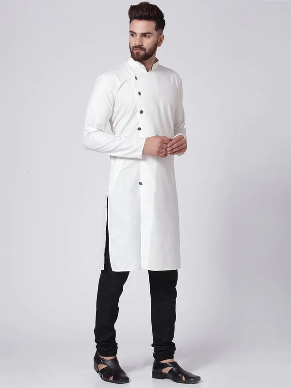 Jompers Men's White Solid Kurta with Churidar - Distacart