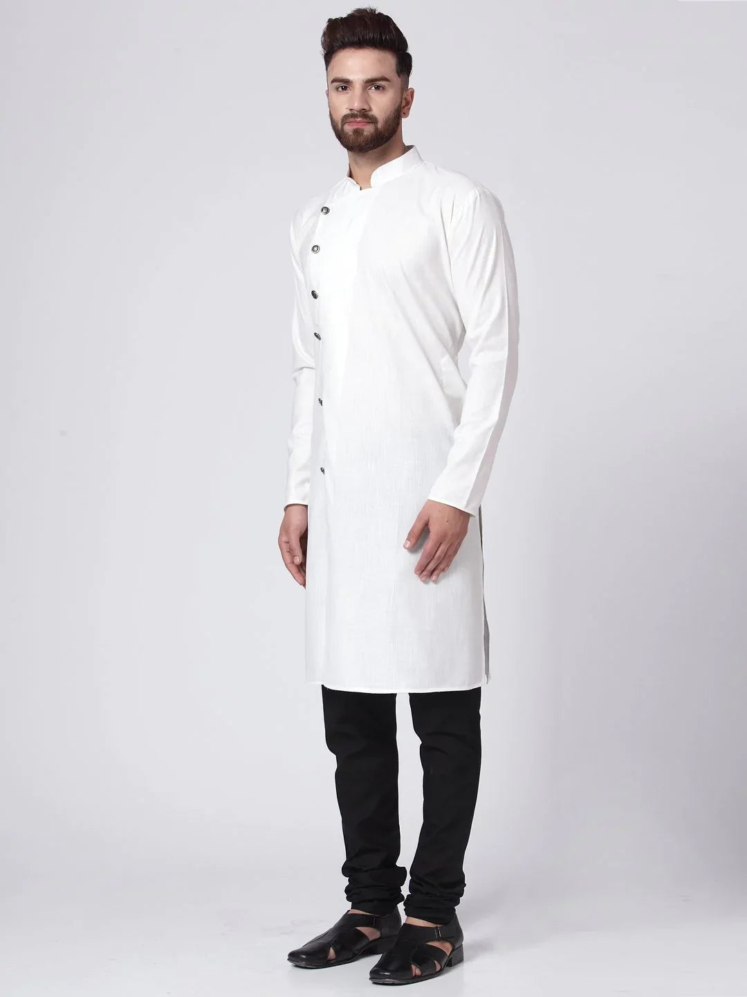 Jompers Men's White Solid Kurta with Churidar - Distacart