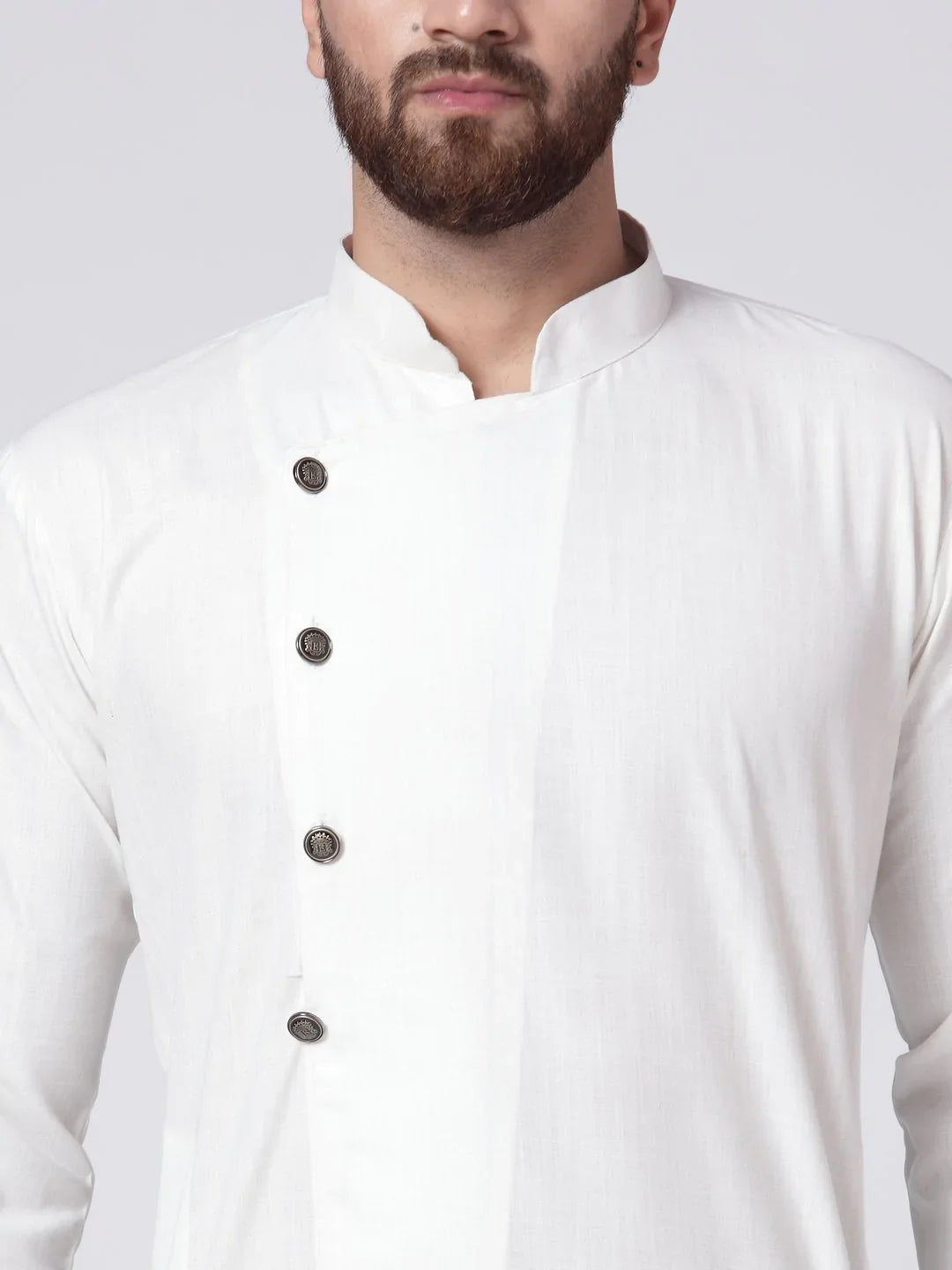 Jompers Men's White Solid Kurta with Churidar - Distacart