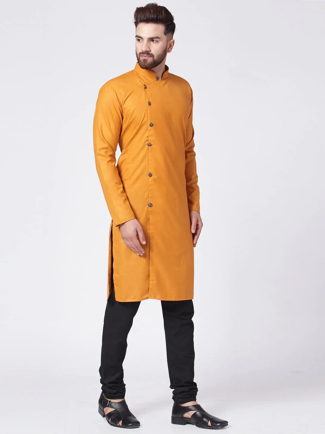 Jompers Men's Yellow Solid Kurta with Churidar - Distacart
