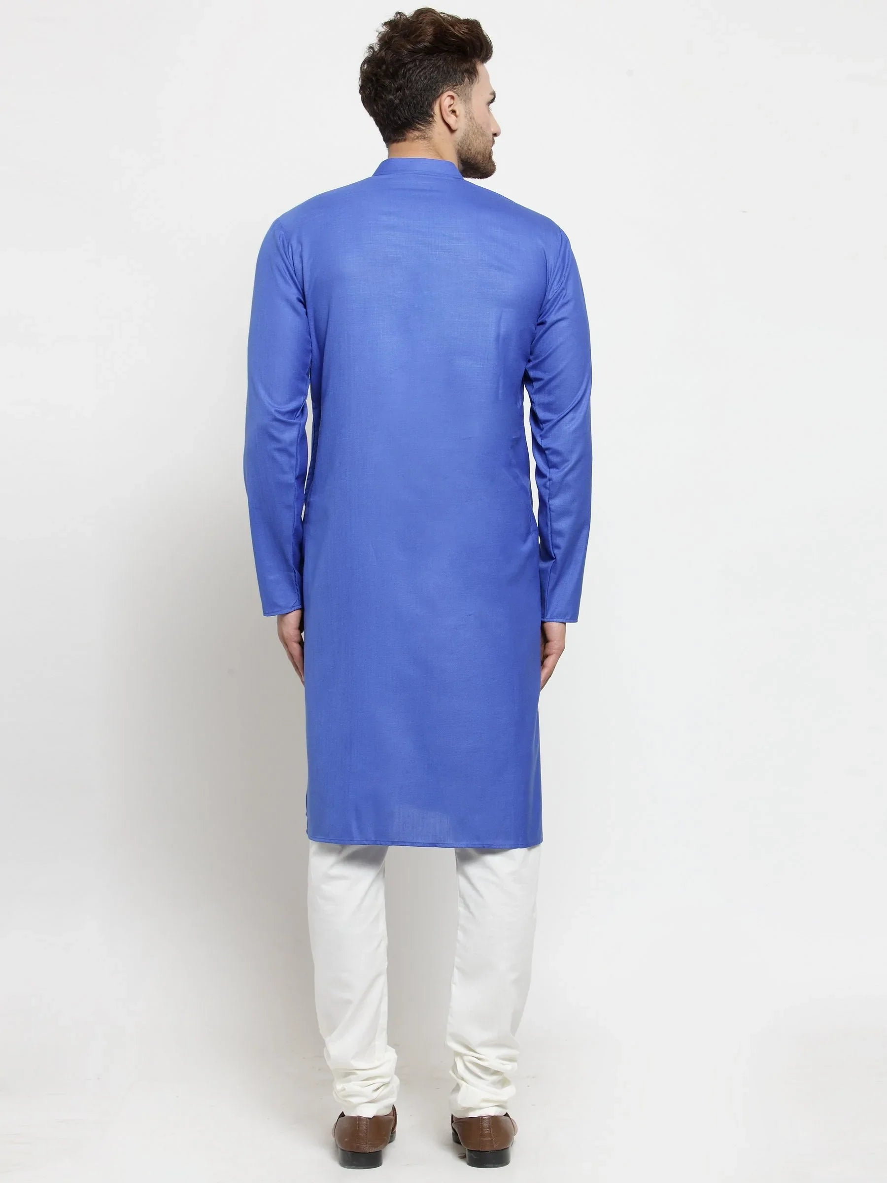 Jompers Men's Royal-Blue Solid Kurta with Churidar - Distacart