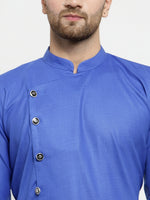 Thumbnail for Jompers Men's Royal-Blue Solid Kurta with Churidar - Distacart