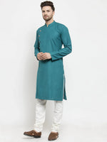 Thumbnail for Jompers Men's Green Solid Kurta with Churidar - Distacart