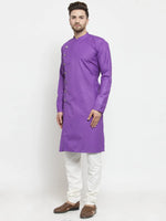 Thumbnail for Jompers Men's Purple Solid Kurta Only - Distacart