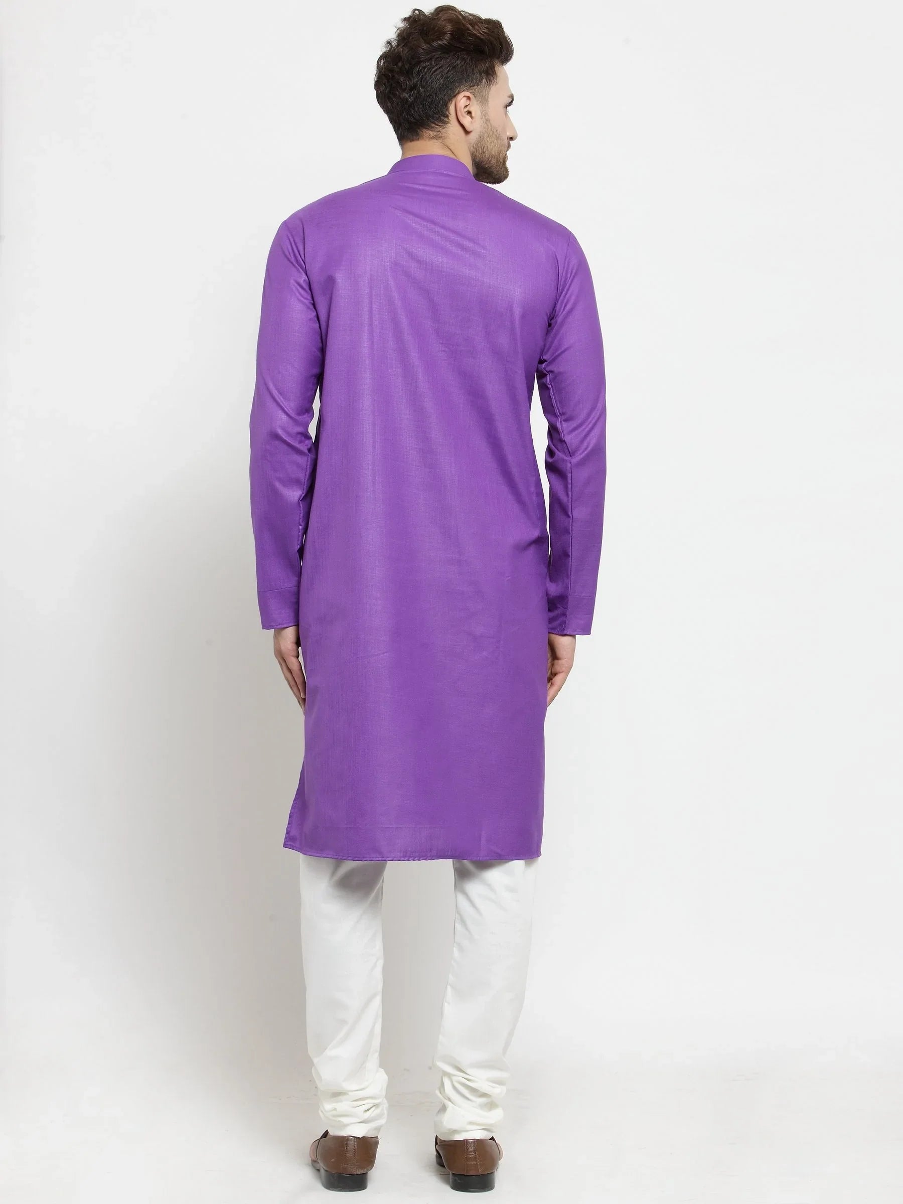 Jompers Men's Purple Solid Kurta with Churidar - Distacart