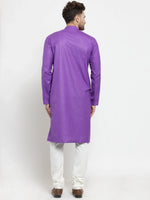 Thumbnail for Jompers Men's Purple Solid Kurta with Churidar - Distacart