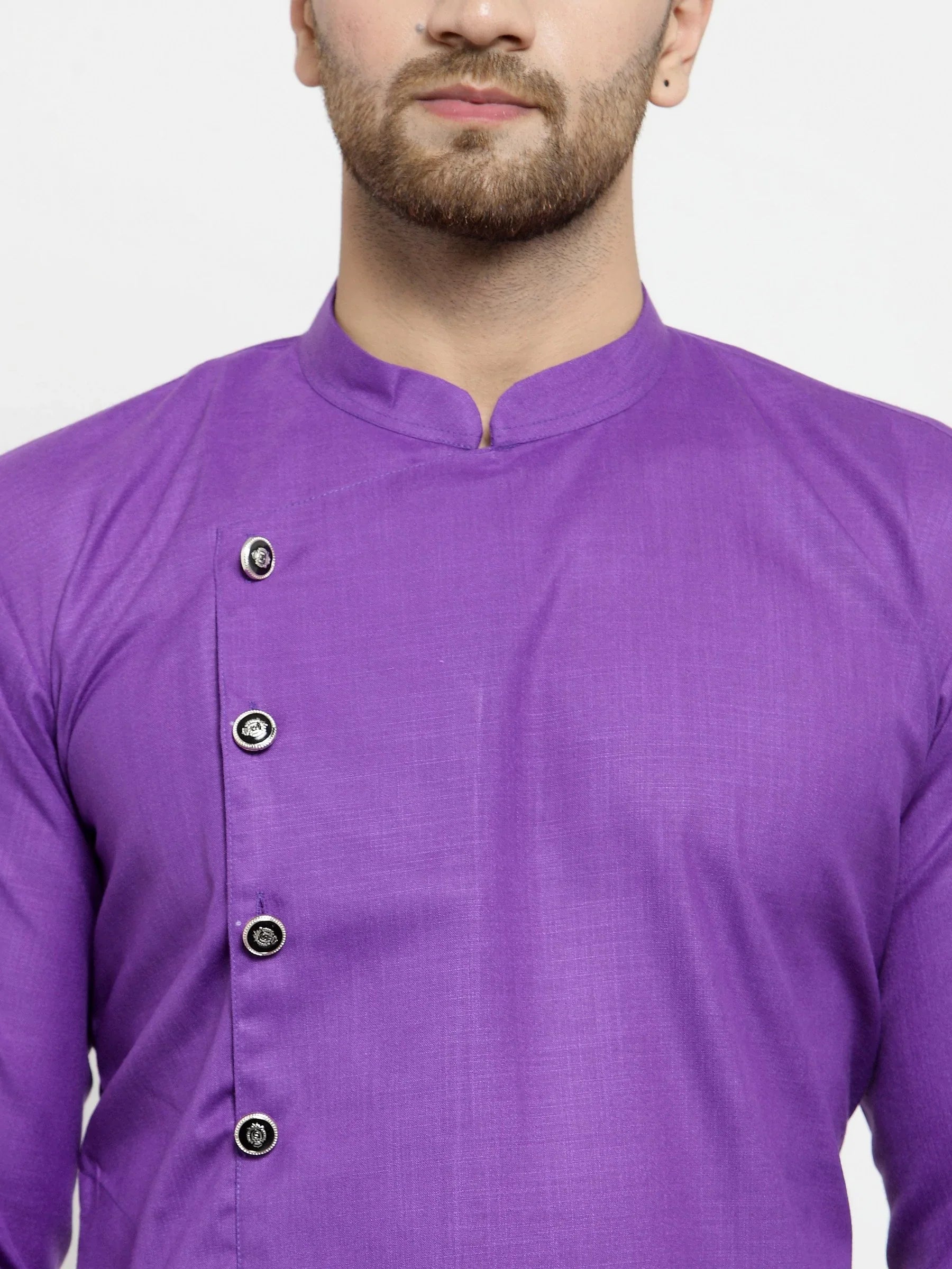 Jompers Men's Purple Solid Kurta with Churidar - Distacart
