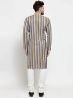 Thumbnail for Jompers Men's Blue and black Self Design Stripped Kurta Only - Distacart