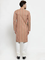 Thumbnail for Jompers Men's Red and black Self Design Stripped Kurta Only - Distacart