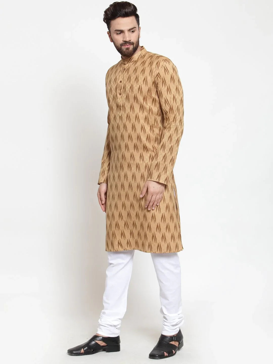Jompers Men's Brown Printed Kurta with Churidar - Distacart