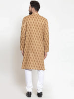 Thumbnail for Jompers Men's Brown Printed Kurta with Churidar - Distacart