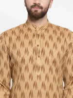 Thumbnail for Jompers Men's Brown Printed Kurta with Churidar - Distacart