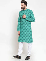 Thumbnail for Jompers Men's Green Printed Kurta Only - Distacart