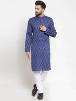 Thumbnail for Jompers Men's Navy-Blue Printed Kurta Only - Distacart