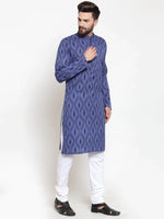 Thumbnail for Jompers Men's Navy-Blue Printed Kurta Only - Distacart