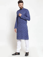 Thumbnail for Jompers Men's Navy-Blue Printed Kurta Only - Distacart