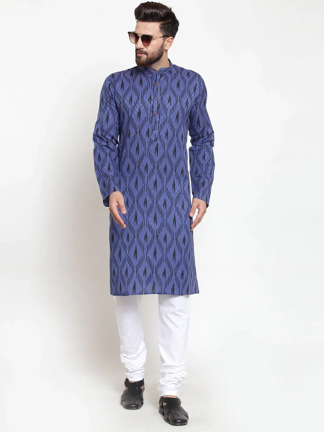 Jompers Men's Navy-Blue Printed Kurta Only - Distacart