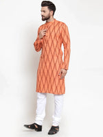 Thumbnail for Jompers Men's Orange Printed Kurta Only - Distacart