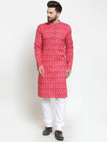 Thumbnail for Jompers Men's Peach Printed Kurta Only - Distacart