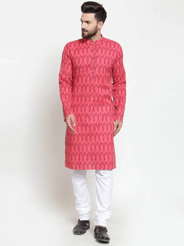 Jompers Men's Peach Printed Kurta Only - Distacart