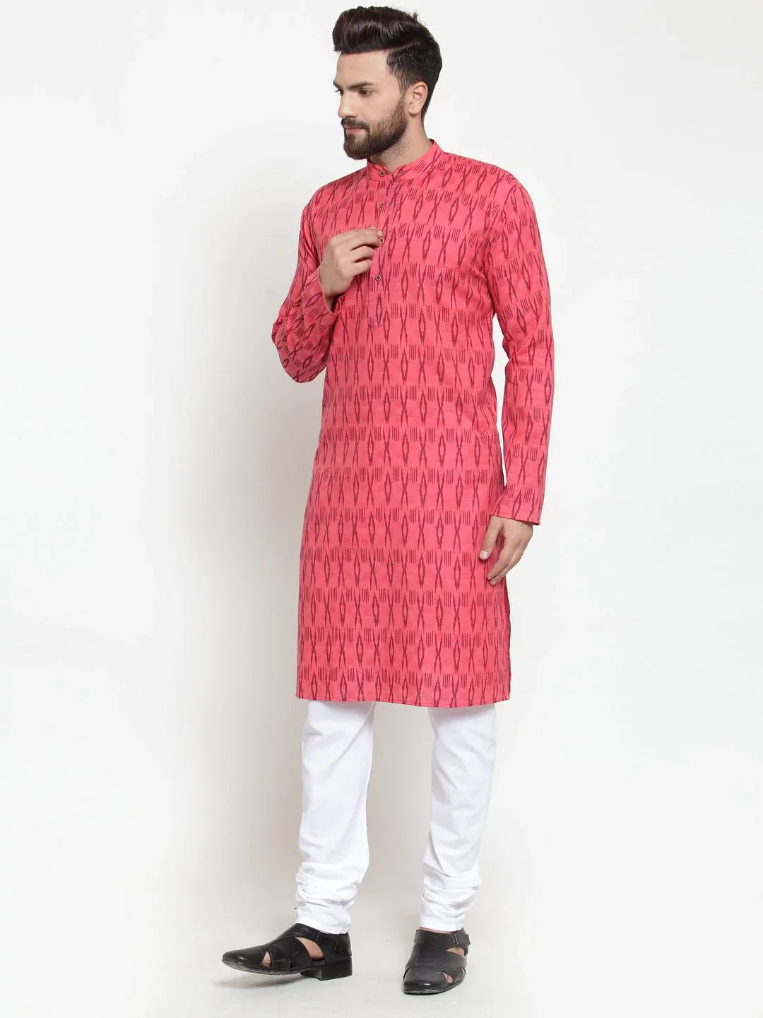 Jompers Men's Peach Printed Kurta Only - Distacart