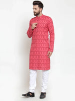 Thumbnail for Jompers Men's Peach Printed Kurta Only - Distacart