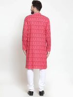Thumbnail for Jompers Men's Peach Printed Kurta Only - Distacart