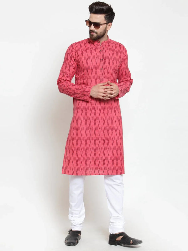 Jompers Men's Peach Printed Kurta Only - Distacart