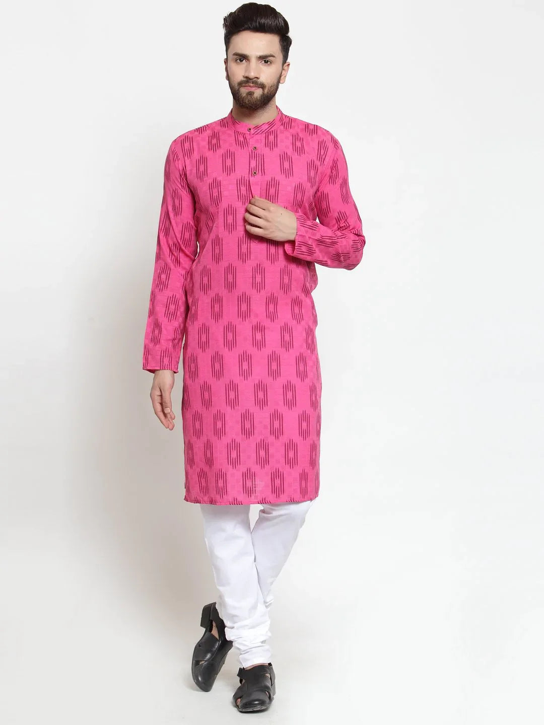 Jompers Men's Pink Printed Kurta Only - Distacart