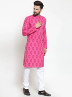 Thumbnail for Jompers Men's Pink Printed Kurta Only - Distacart