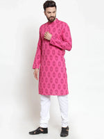 Thumbnail for Jompers Men's Pink Printed Kurta Only - Distacart