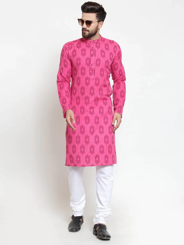 Jompers Men's Pink Printed Kurta Only - Distacart