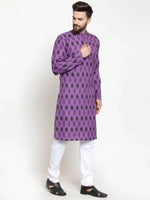 Thumbnail for Jompers Men's Purple Printed Kurta Only - Distacart