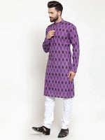 Thumbnail for Jompers Men's Purple Printed Kurta Only - Distacart