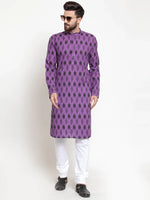 Thumbnail for Jompers Men's Purple Printed Kurta Only - Distacart