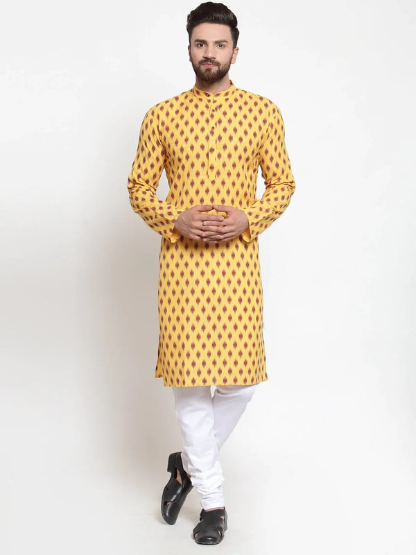 Jompers Men's Yellow Printed Kurta Only - Distacart