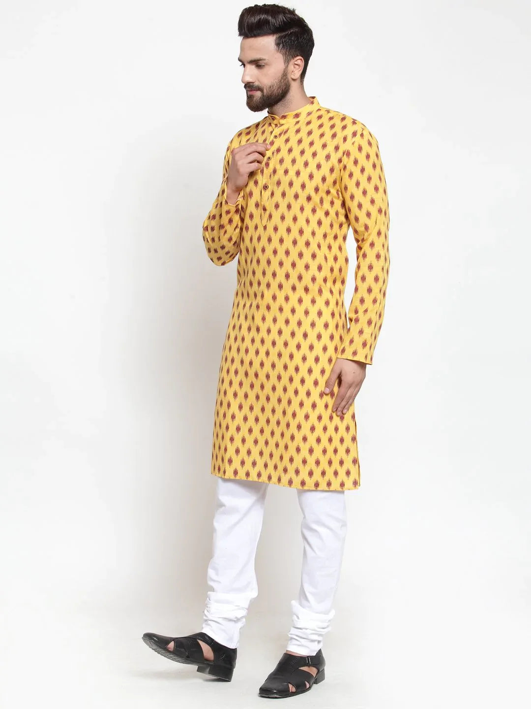 Jompers Men's Yellow Printed Kurta Only - Distacart