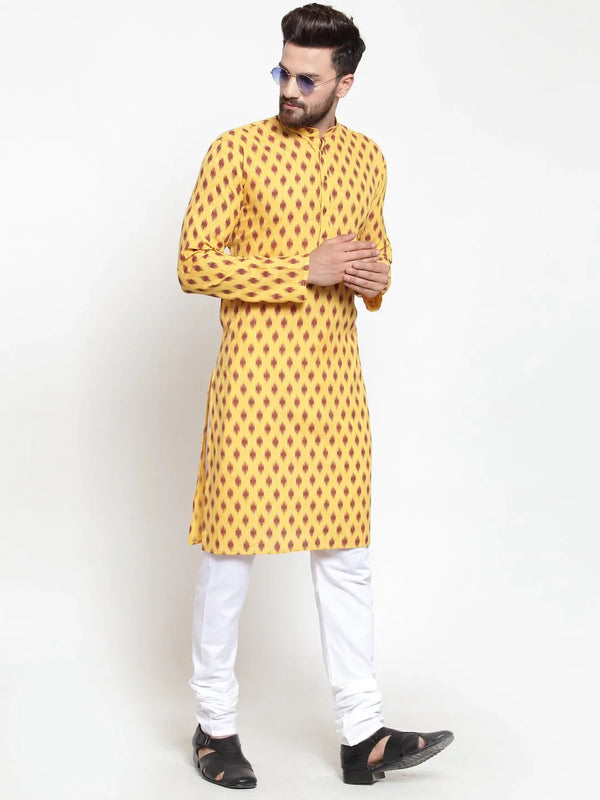 Jompers Men's Yellow Printed Kurta Only - Distacart